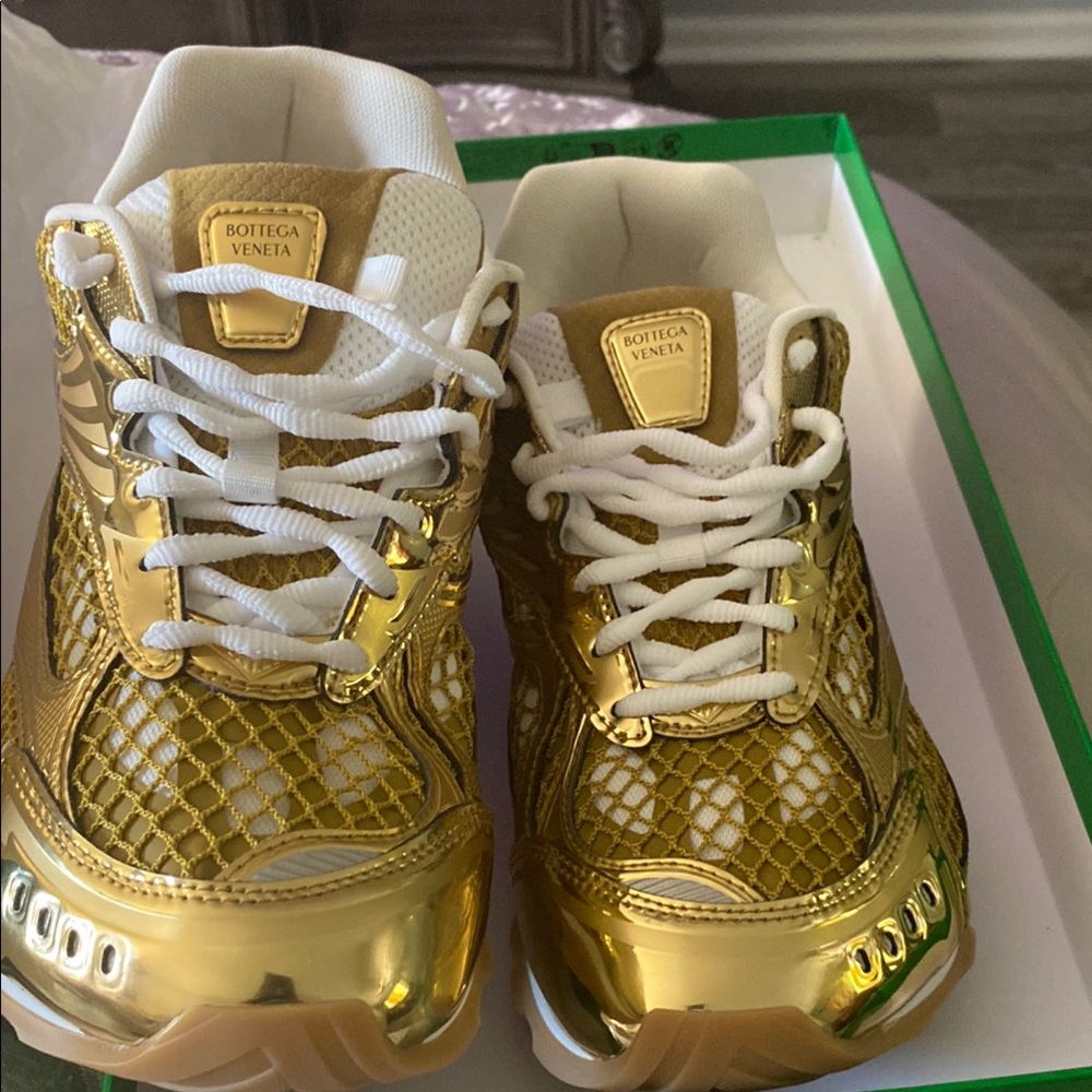 Bottega Veneta Metallic Gold Sneakers